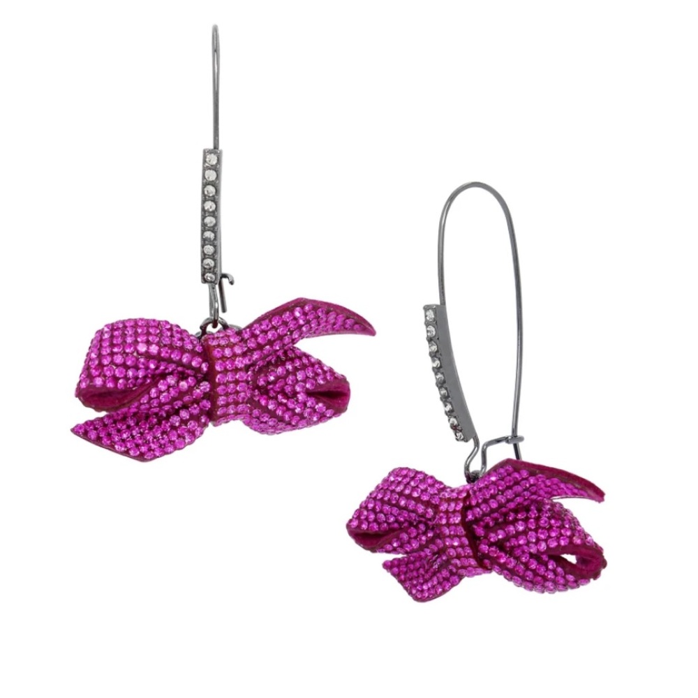 🎀betsey johnson pink bling bow earrings